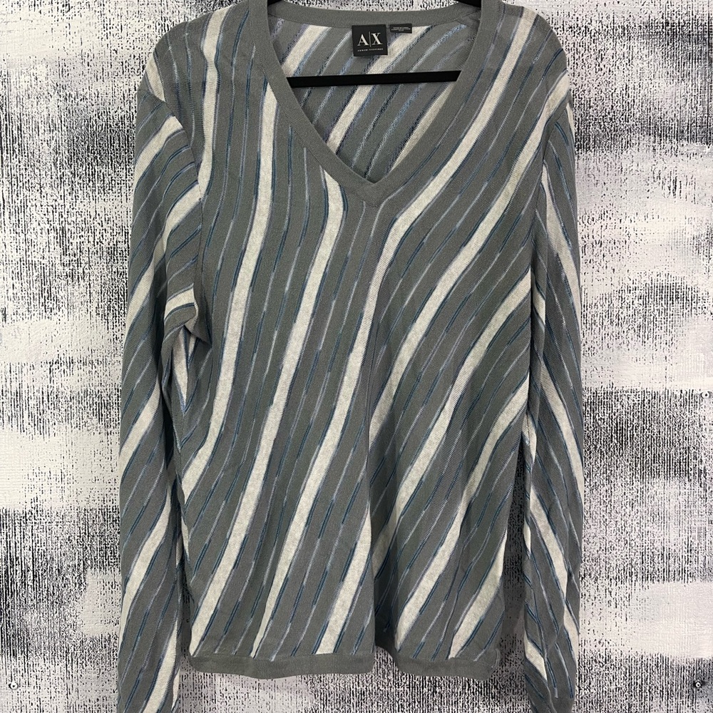 SHEER EARLY 00´s ARMANI EXCHANGE TOP SILVER WHITE BLUE